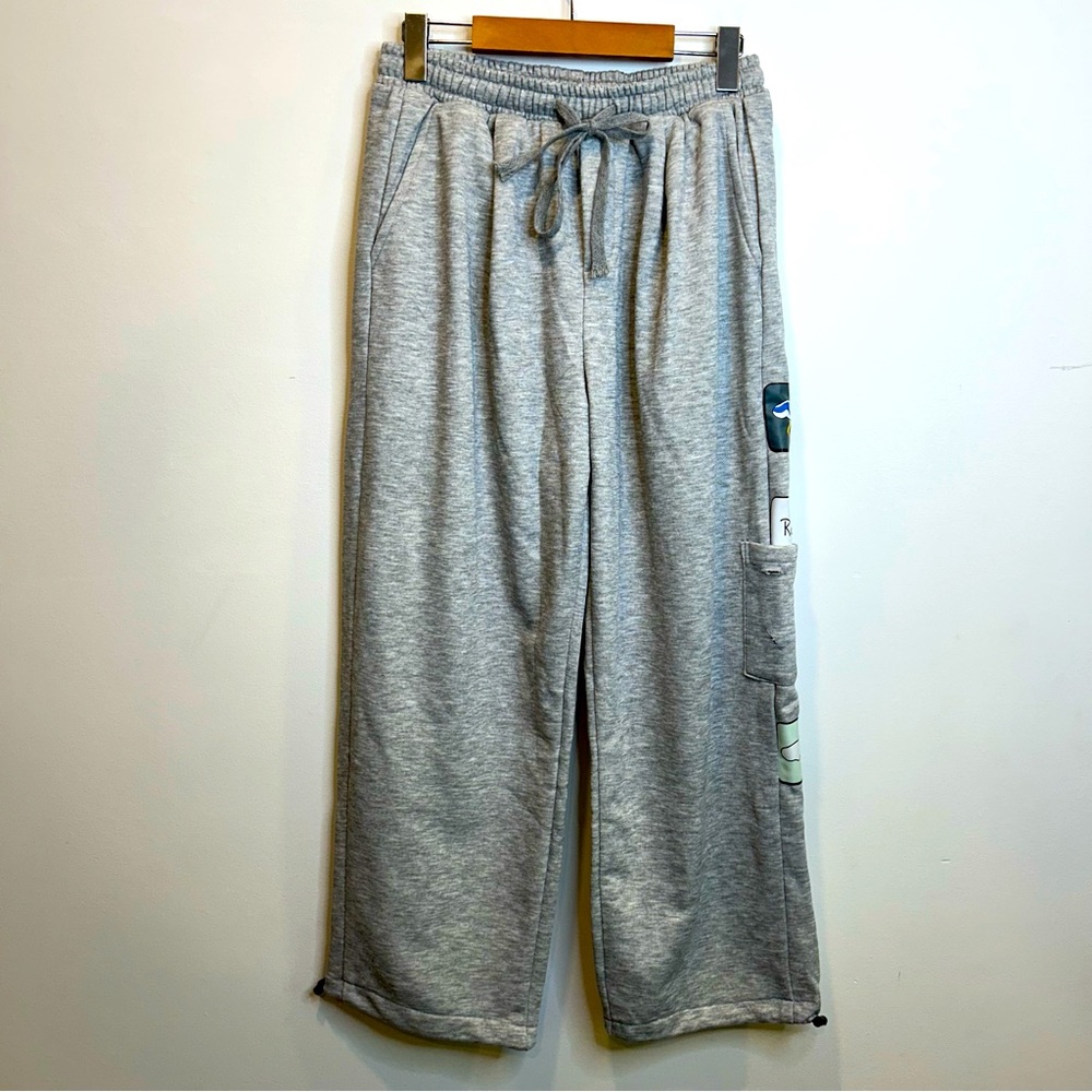 Girl’s Fashion Streetwear Oversized Grey Graphic Sweatpants